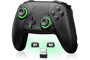 AIFASTERFLY PC Controller, Wireless Bluetooth Controller, 1000mAh Battery, with Hall Effect Joysticks & Triggers, No Dead Zone, No Stick Drift, Controller for PC, Switch, iOS and Android, Cool Dynamic Light