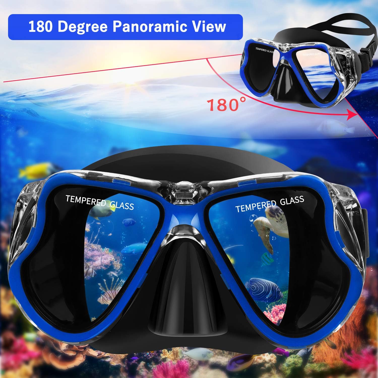 Greatever Dry Snorkel Set, Panoramic Wide View, Anti-Fog Scuba Diving Mask, Easy Breathing and Professional Snorkeling Gear for Adults : Sports & Outdoors