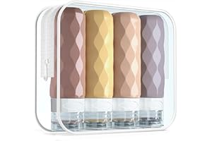 Gemice Travel Bottles for Toiletries, Tsa Approved 3oz Portable Travel Bottles, BPA Free Leak Proof Squeezable Travel Size Containers, Travel Accessories for Shampoo Conditioner Lotion (4 Pack)