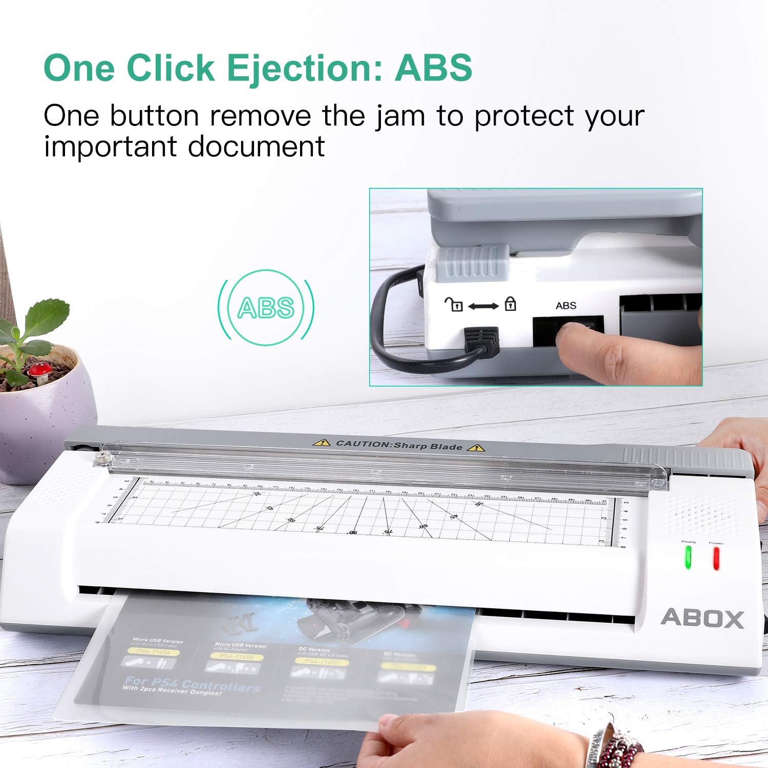 ABOX Laminator, 13 Inch Thermal Laminatir Machine OL381 for A3/A4/A6, with Paper Cutter, Corner Rounder, 16 Laminating Pouches : Office Products