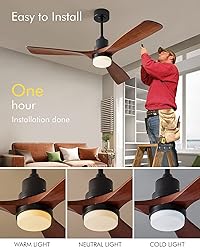 Chriari Ceiling Fans with Lights, 60" Wood Ceiling