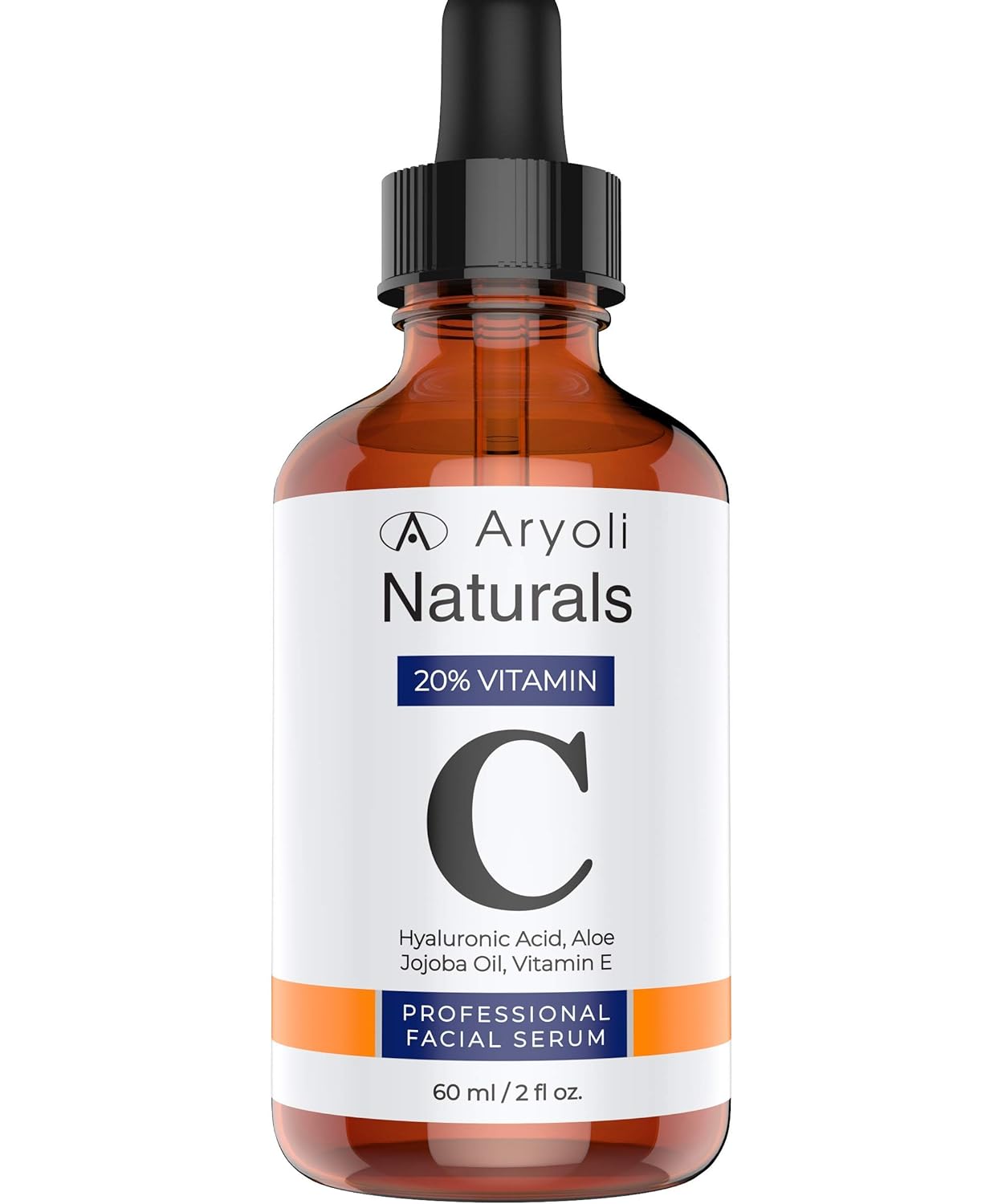 Aryoli Naturals 20% Vitamin C Serum for Face with Hyaluronic Acid Aloe Vera Vitamin E Jojoba Oil Anti Aging Anti wrinkles Dark Spots Acne Day & Night even skin tone Facial serum (2 FL OZ)