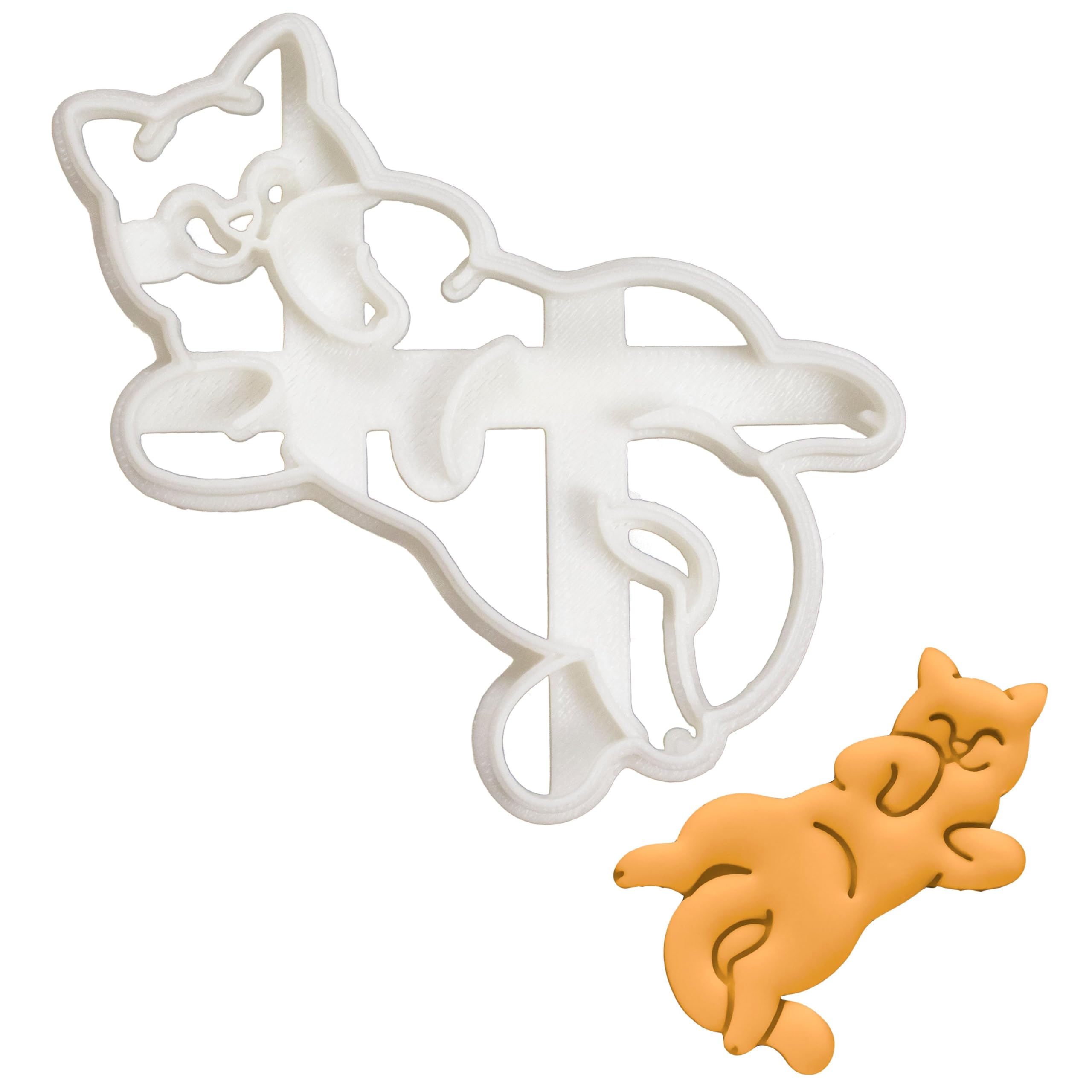 BAKERLOGY Kitty Roll Cookie Cutter - Detailed Biscuit Cutter Design for Baking and Crafts, Ideal on Fondant, Dough, Clay