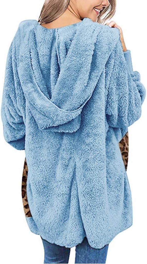 TwoCC Cardigan with Seams for Women, Leopard, Plus Size, Casual, Long Sleeve, Pocket, Jacket with Plush Hood