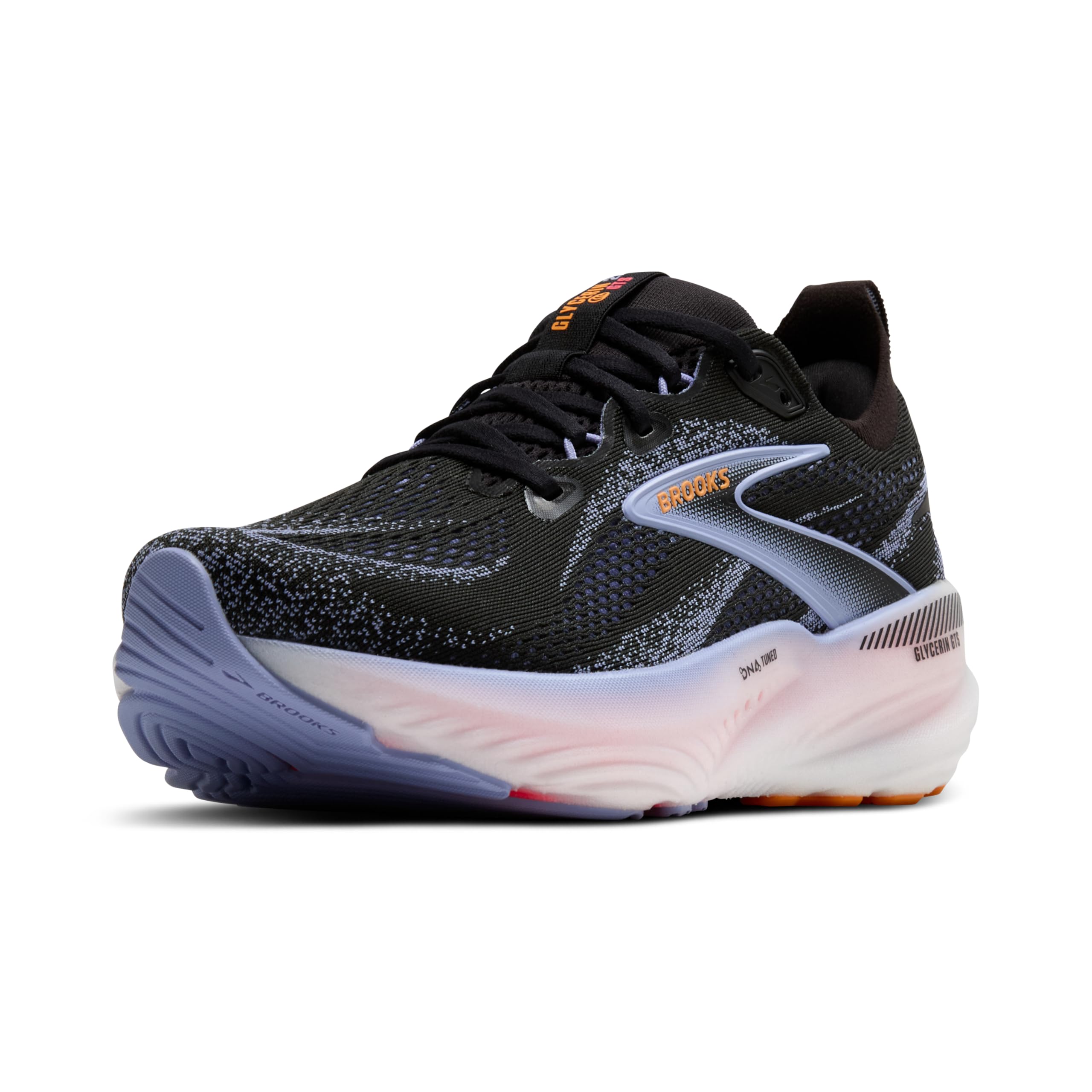 Brooks Women’s Glycerin GTS 22 Supportive Running Shoe - Black/Blue Heron/Orange - 5 Medium Image