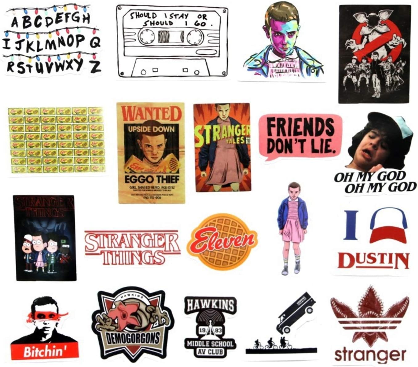 Water Bottles Sticker,Laptops Sticker,Stranger Things Stickers for Water Bottles. Waterproof Vinyl Decal Sticker for Phone,Computer,Hydro Flasks,Cars,Bicycles,Mac Book,ski, PS4, Xbox ONE. (19 PCS)