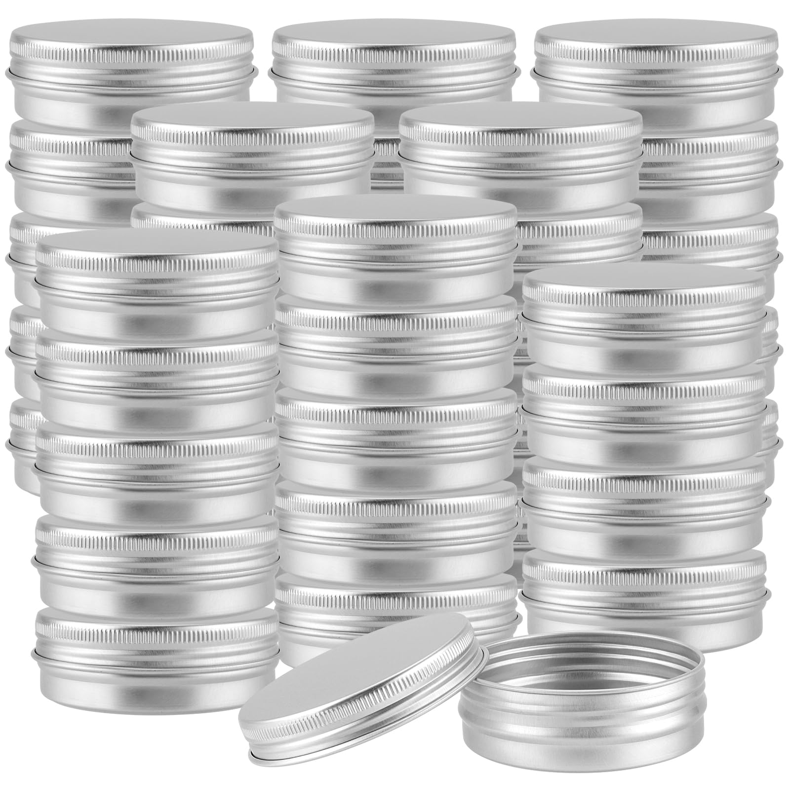 YUENPUN 40 PCS 60ml/2oz Aluminum Tins with Screw Lids, Aluminum Tin Jars, Aluminium Empty Containers, Small Metal Round Tins for Lotion, Cream, Storage, DIY Candles