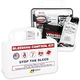 Stop the Bleed Bleeding Control Kit with Tourniquet &amp; Chest Seal 10 Piece | Portable plastic emergency kit for severe bleeding. Wall-Mountable plastic case, tourniquet &amp; chest seal for rapid response.