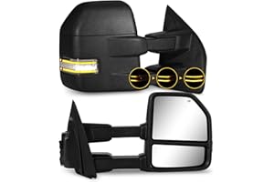 Towing Mirrors for 2015-2020 F150 Ford Tow Mirrors with Turn Signal & Running Light Heated Power Glass Temp Sensor Pair Set, 