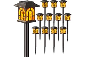 WdtPro 12 Pack Solar Lights Outdoor, Flickering Flame Solar Torch Lights Waterproof, Auto On/Off Solar Garden Lights Halloween Lights for Outside Yard Pathway Patio Outdoor Christmas Decorations