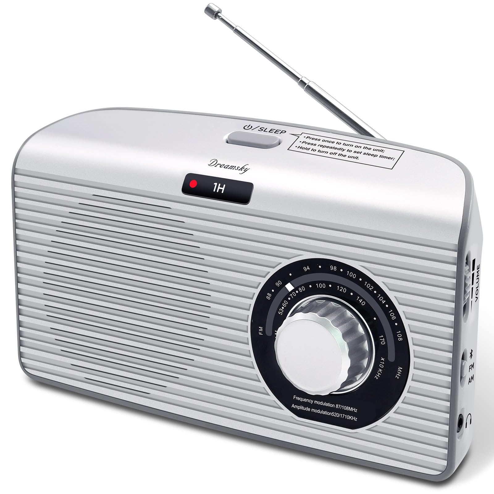 DreamSky Portable AM FM Radio with Sleep Timer