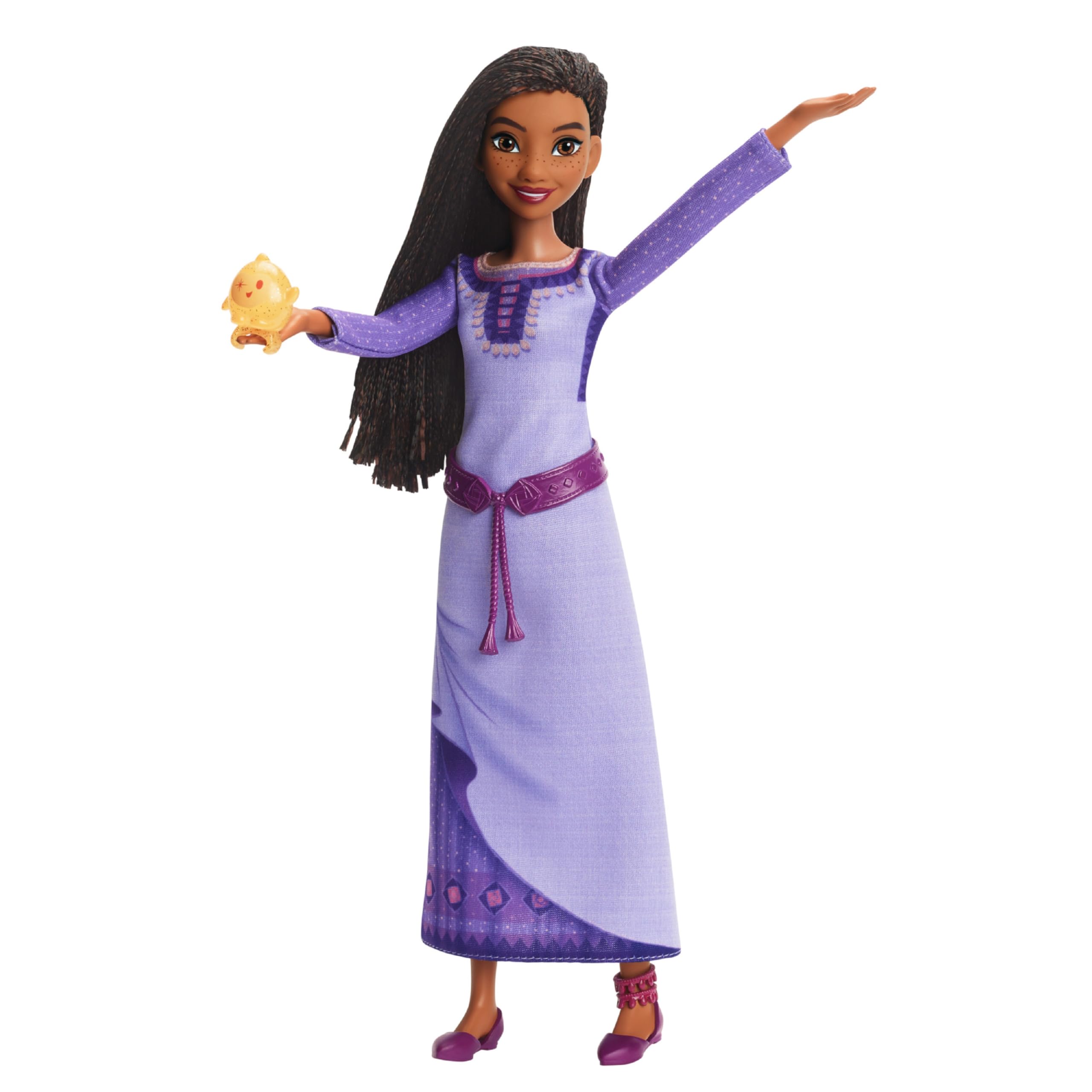 Mattel Disney Wish Singing Asha of Rosa's Fashion Doll and Star Figure, Movable with Removable Clothing, Sings Song Cutout from the Movie in German HVX68