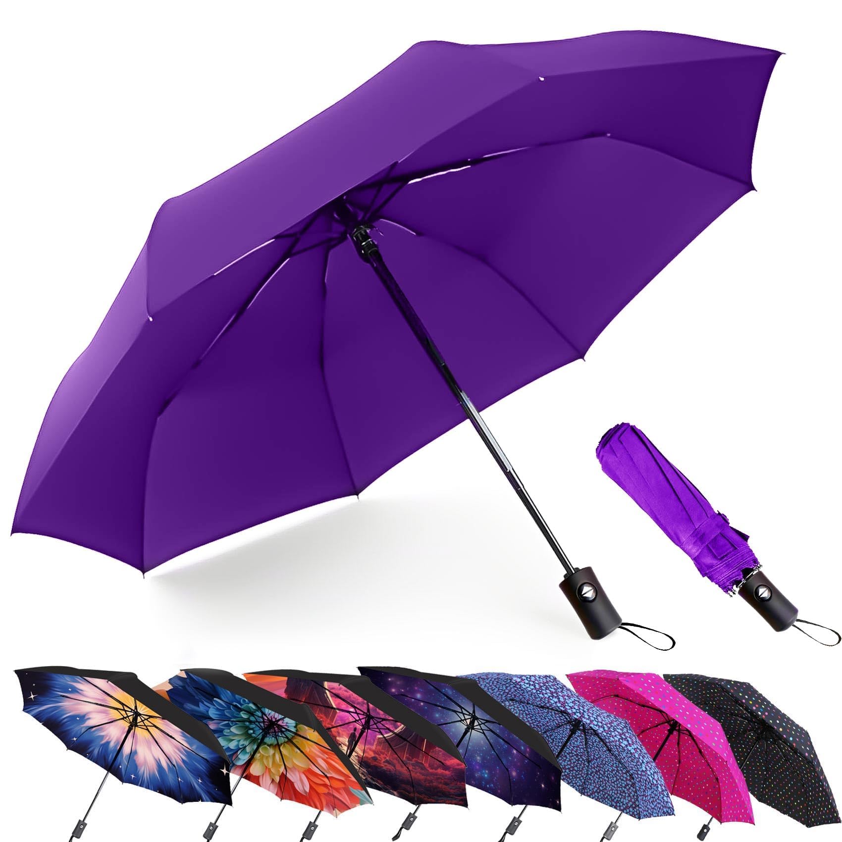 MRTLLOA 42/49 Inch Compact Windproof Travel Umbrella for Rain, Lightweight, Portable, Automatic, Strong, Waterproof Folding Umbrellas for Women, Men and Teenagers