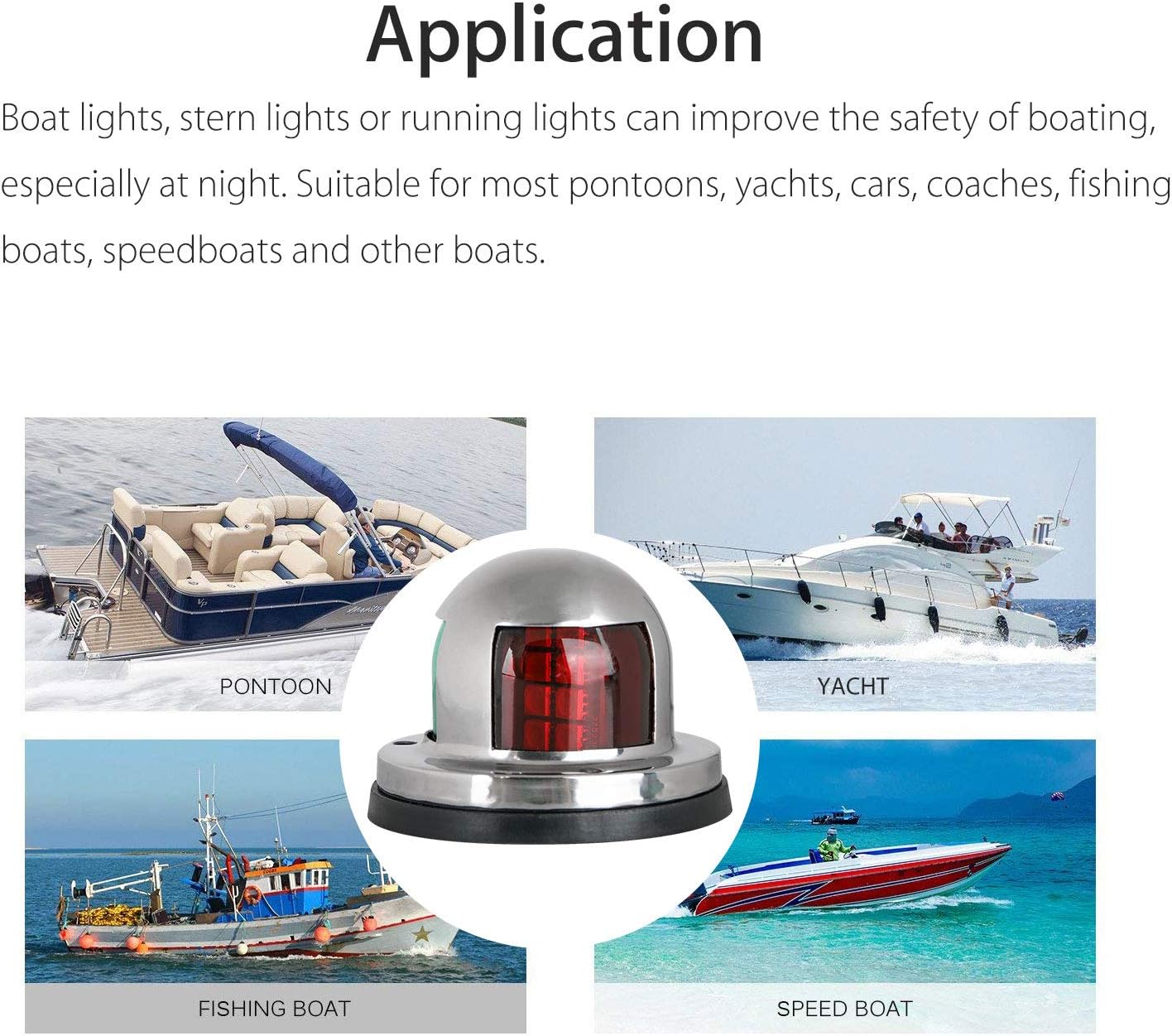 Linkstyle 12v Marine LED Boat Navigation Lights, Waterproof Marine Navigation Lamp Marine Boat Bow Lights with Red and Green LED for Boat Pontoon Yacht Skeeter[Stainless Steel Shell] : Sports & Outdoors