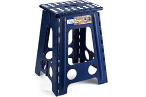 ACKO Folding Step Stool 17.5 Inch Stool 400 LB Weight Capacity Plastic Foldable Step Stools for Adults and Kids Folding Stool Suitable for Kitchen, Stepping Stool with Handle Royal Blue Step Stool 1PC