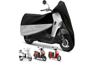 XYZCTEM Scooter Cover,Waterproof Moped Cover, Vespa Cover Outdoor Protection Against Water, UV, Wind. Black-Silver,72" L