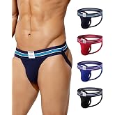 Arjen Kroos Mens Jockstrap 4 Pack Athletic Supporters Jock Straps Underwear | Breathable Moisture-Wicking, Wide Comfort Waistband, for Gym, Fitness, Cycling, Weight Training, Casual Sport