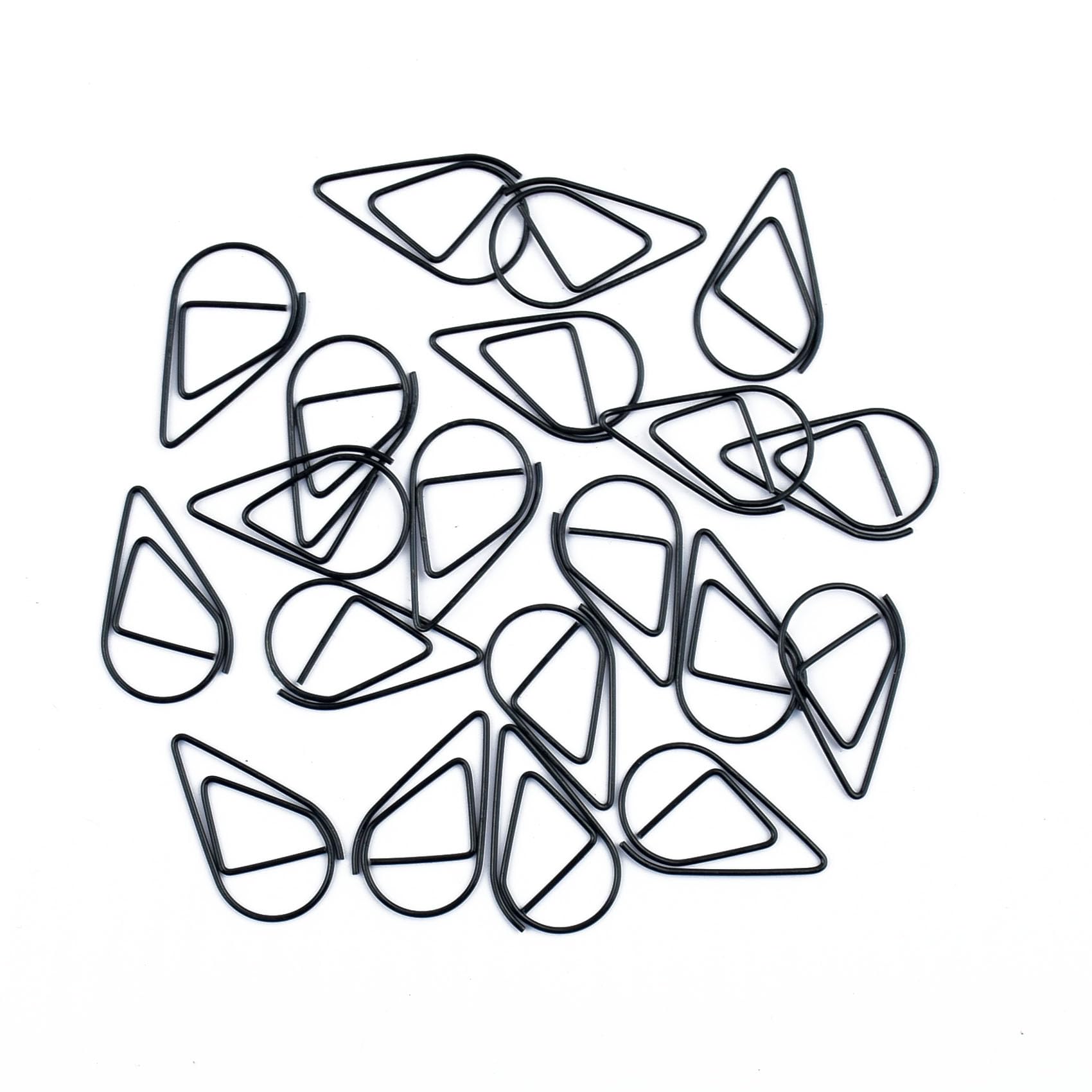 100Pcs Small Golden Paper Clips, Water Drop-Shaped Paperclips Bookmarks for Office Stationery Document, Memo, Poster, Photo (Black)