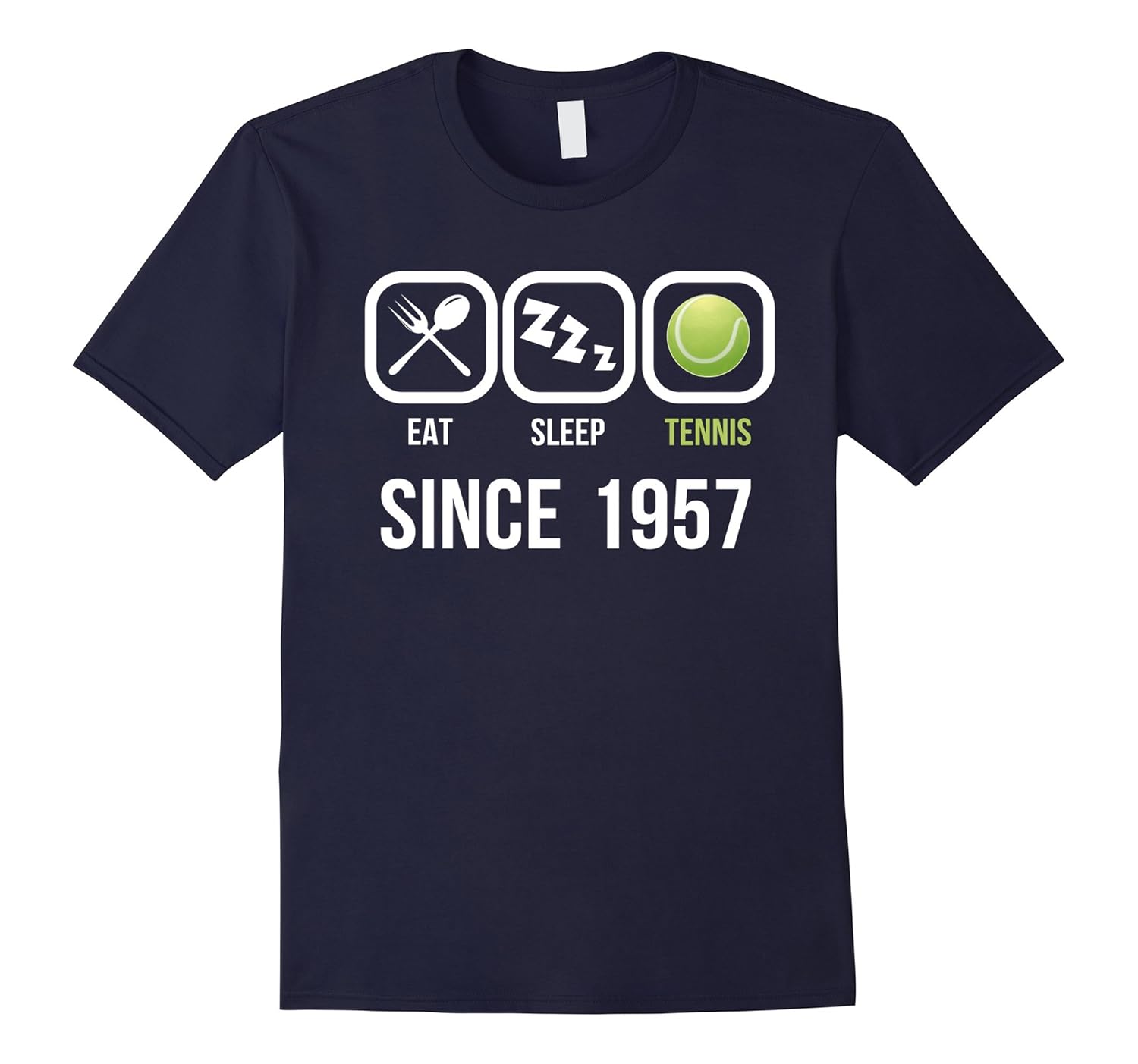 Eat Sleep Tennis Since 1957 T-Shirt 60th Birthday Gift Tee-Rose