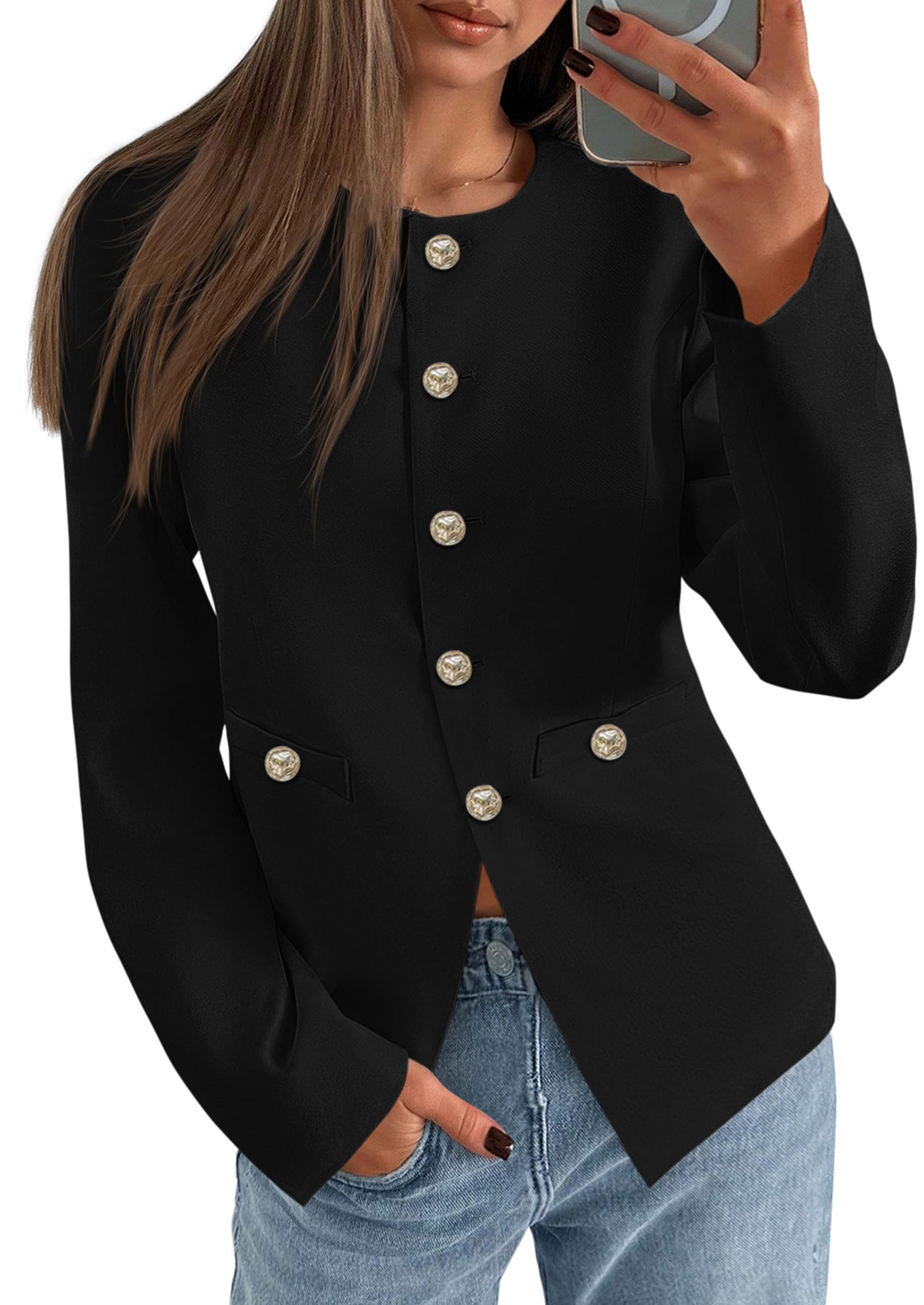Photo 1 of ***DAMAGED - SEE NOTES/PICTURES***
PRETTYGARDEN Women's 2026 Fall Blazers Button Down Fitted Lightweight Dressy Work Suit Jackets Trendy Business Casual Outfits (Black,Small)
