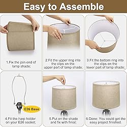 Drum Lampshades Set of 2, Fabric Lampshades for