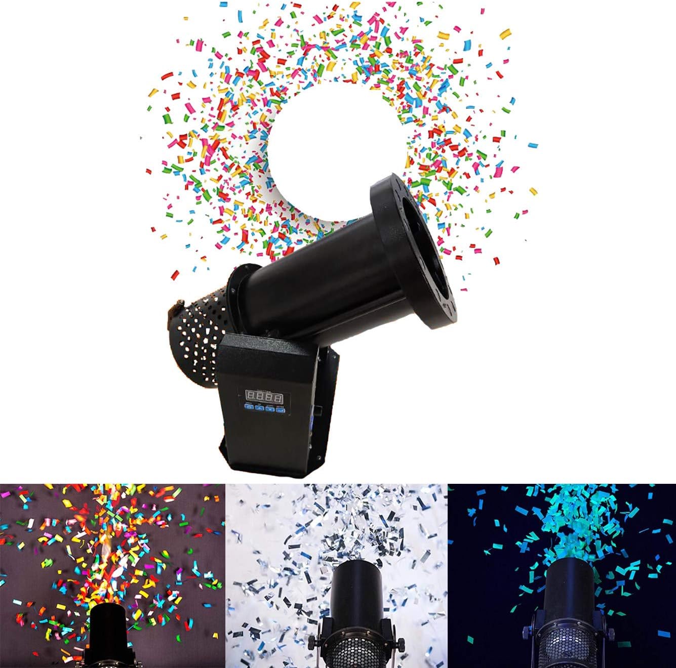 DJ Professional Confetti Launcher 1500W,Event Confetti Cannon Machine Remote Control ，Professional Confetti Cannon Launcher，For Weddings Holidays Halloween Christmas Stage Effect,Black