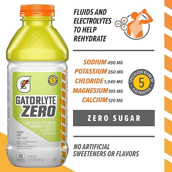 GATORLYTE ZERO LEMON LIME 20OZ