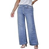 Eytino Womens Plus Size Jeans Straight Leg High Waisted Stretchy Denim Pull On Pants with Pockets(1X-5X)