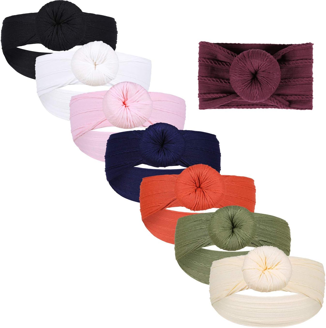 Baby Girl Headbands Knotted Hair Bows Nylon Elastic Turban Headwrap Accessories