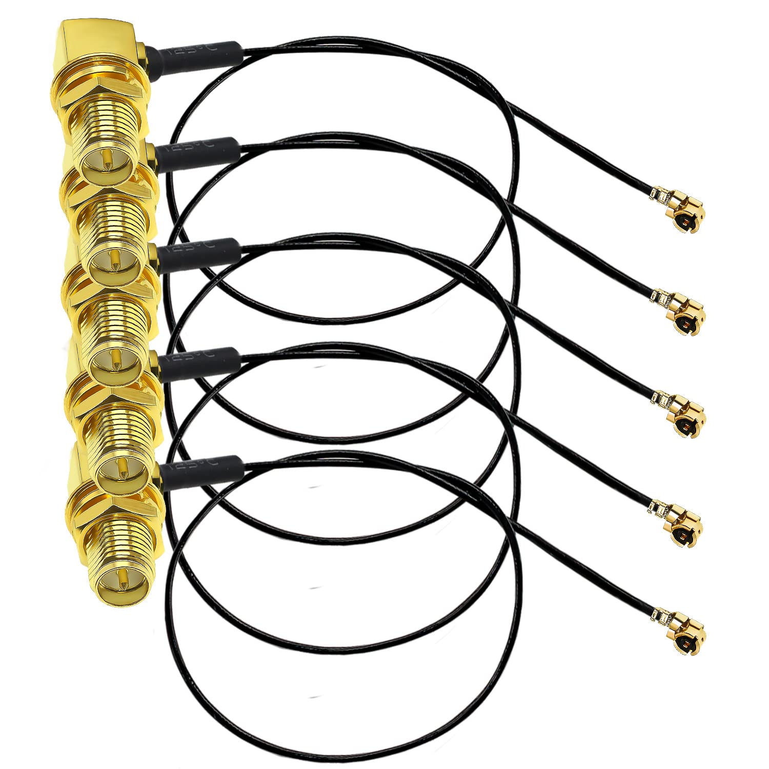 TUOLNK IPX to RP SMA Elbow Extension Cable - U.FL IPEX to RP-SMA Female Right Angle WiFi Antenna Pigtail - 12in (30cm) - 5 Pack