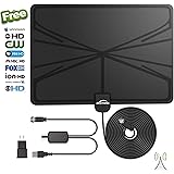 Indoor HDTV Antenna 50-60 Miles Range 1080P with Signal Amplifier, 3M Stickers, USB Power Supply And 13ft Coax Cable【2018 New Version】
