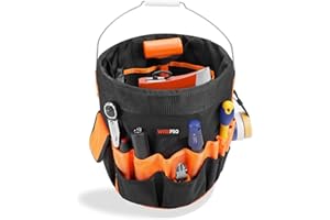 WISEPRO Bucket Tool Organizer Fit 5-Gallon Buckets, Tool Bucket Organizer with 30 Pockets, Tool Storage for Electricians, Con