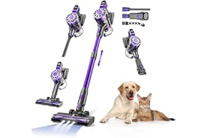 WLOTPO Cordless Vacuum Cleaner for Home, Lightweight Stick Vacuum Cordless Rechargeable with Power Suction, Up to 35 Mins Runtime, Hardwood Floor Vacuum for Pet Hair, Carpets, Tile(Dark Purple)