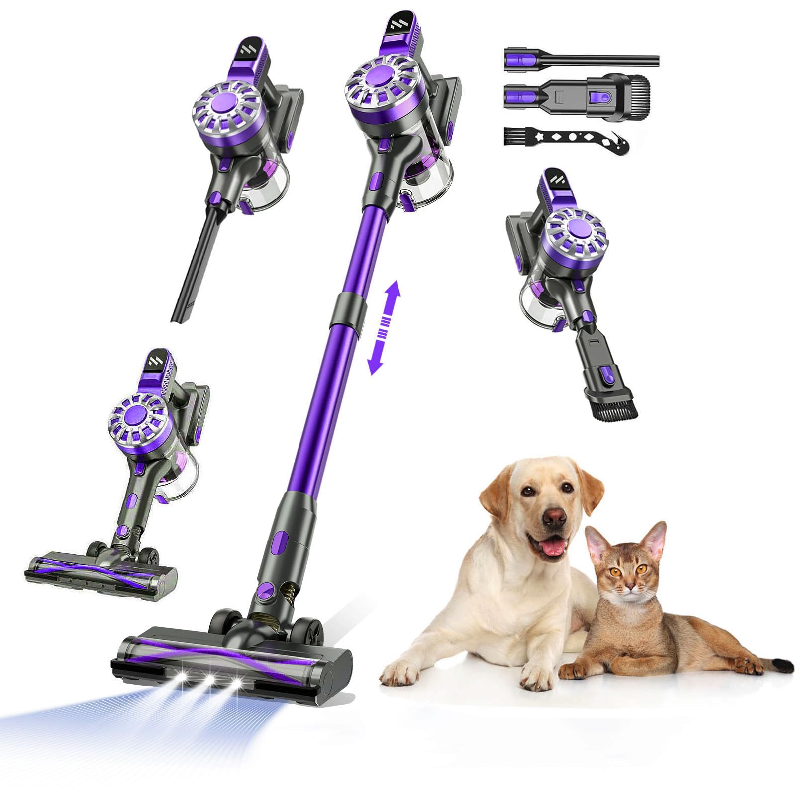 Photo 1 of Cordless Vacuum Cleaner for Home, Lightweight Stick Vacuum Cordless Rechargeable with Power Suction, Up to 35 Mins Runtime, Hardwood Floor Vacuum for Pet Hair, Carpets, Tile(Dark Purple)