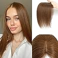 ELEVAVE Hair Toppers for Women Real Human Hair, 360° 3D Cover Middle Bangs Hair Pieces for Women (Light Brown)