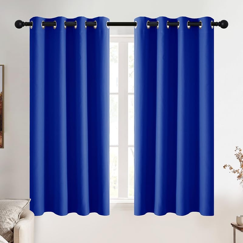 PONY DANCE Royal Blue Thermal Blackout Curtains 2 Panels 46 x 54 in
