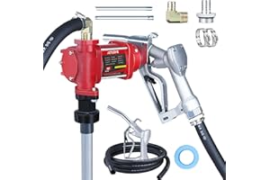 AETLEEMO 12V DC Fuel Transfer Pump with Discharge Hose & Manual Nozzle,10 GPM Diesel Transfer Pump for Gasoline, Diesel, Kerosene