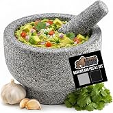 GORILLA GRIP Natural Granite Stone Lab Mortar and Pestle Set, 1.5 Cup, Gray | Non-Scratch Base, Heavy Duty Unpolished Molcajete Guacamole Salsa Bowl, Grind Seeds, Herb, Garlic, Pills, Kitchen Lab Muddler