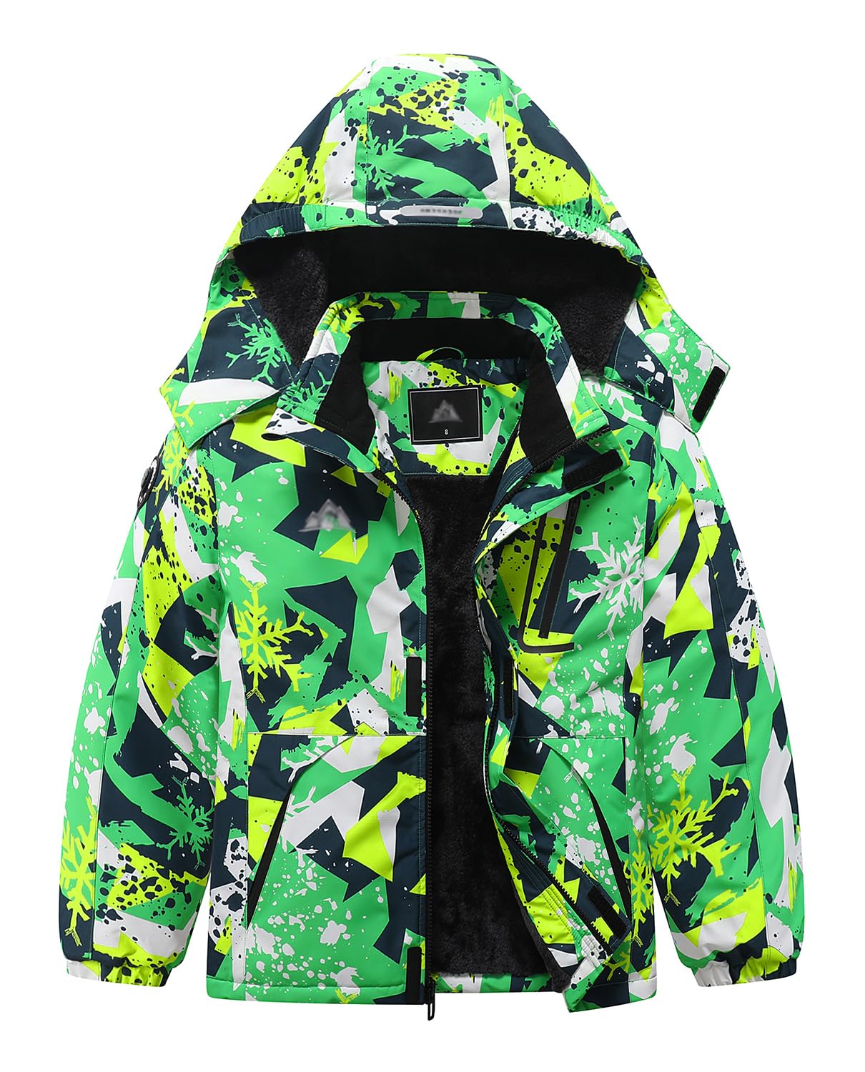 IDTALHZY Kid's Ski Jacket Waterproof Winter Coat Boy's and Girl's Fleece Snowboarding Jackets with Detachable Hood Image