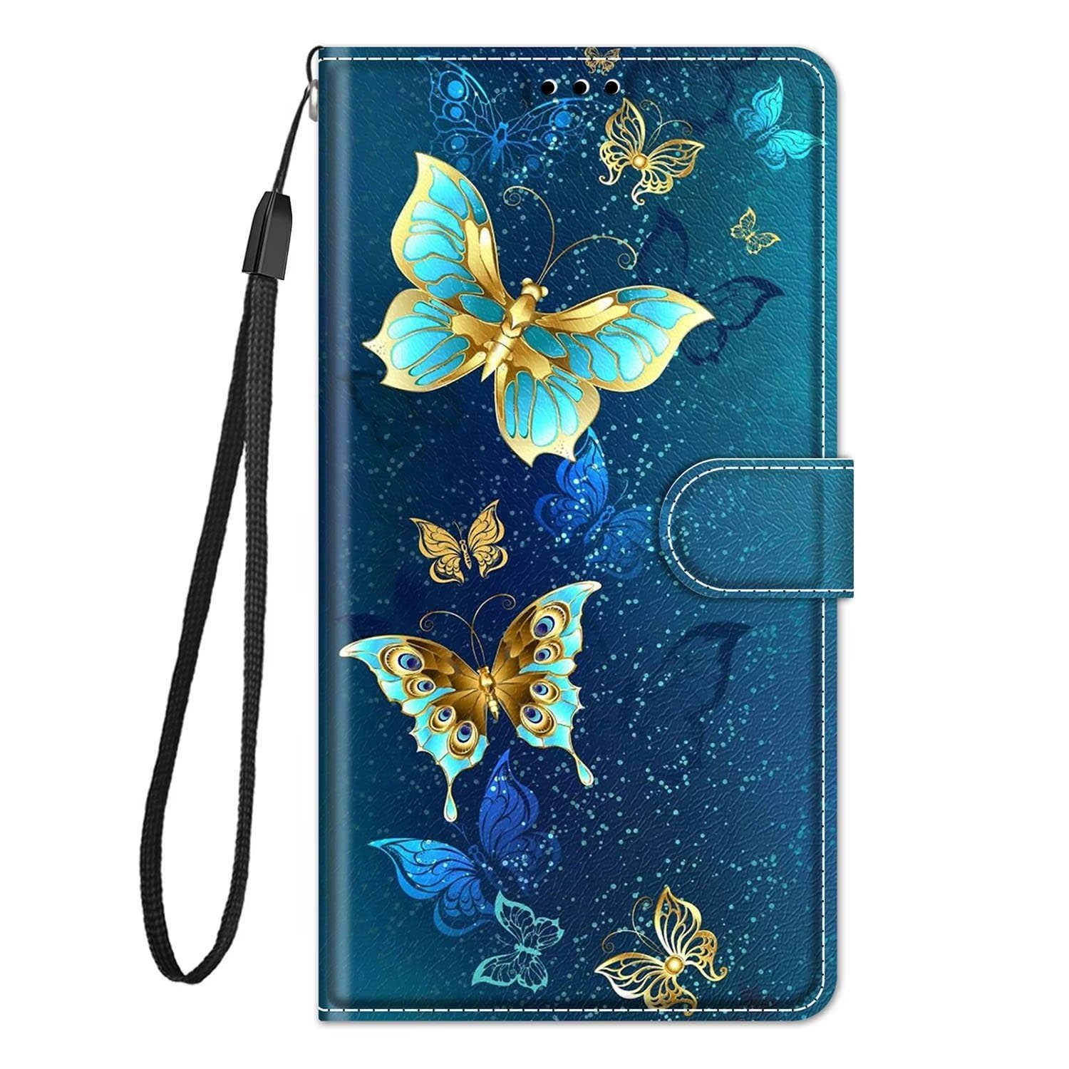 Bnvdfre for Honor X7b/Honor 90 Smart Case Flip Wallet Phone Case Shockproof PU Leather Card Holder Magnetic Stand Protector Cover for Honor X7b/Honor 90 Smart, Green butterfly