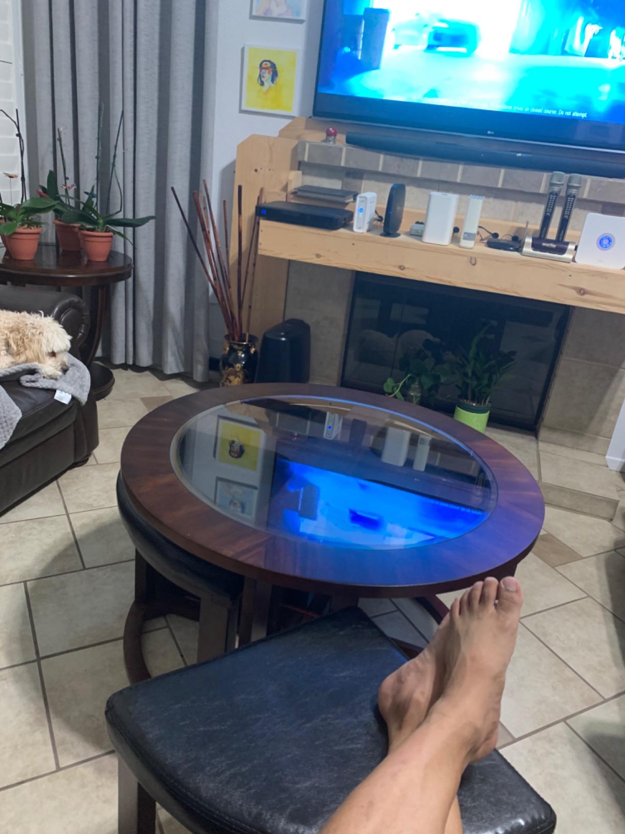 31/mo Finance Roundhill Furniture Cylina Solid Wood Glass Top Round