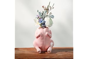 SAANG & JAT Pink Turkey Ceramic Vase - Funny Flower Vase for Home, Unique Office Decor, Quirky Centerpiece for Table or Shelf, Perfect for Women, Teacher Gift, Mothers Day
