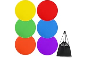 ZIECE 4.72inch 9inch Poly Spot Markers Non-Slip Rubber Floor Dots for Gym, 6/12/24 Pcs Flat Cones Agility Markers Poly Spots for Classroom Dance Sports Soccer Basketball Speed Agility Training