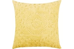 Better Trends Rio Collection is Super Soft and Light Weight in Floral Design 100% Cotton Tufted Unique Luxurious Machine Washable Tumble Dry, Euro Sham, Yellow