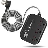Travel Essentials, Power Strip with USB, Compact Flat Plug Extension Cord | 5FT with 3 Outlets 4 USB Ports, Non Surge Cruise Must Haves, Cruise Ship Essentials, Dorm Room, Apartment Essentials