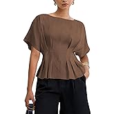 Zhiyouni Women's Summer Peplum Tops Short Sleeves Crewneck Dressy Casuak Babydoll T-Shirt Blouse