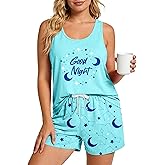 Kallenorox Womens Pajama Sets Shorts 2 Piece Tank Top Pajama Set for Women Pjs Sleeveless Women's Sleepwear Summer Loungewear