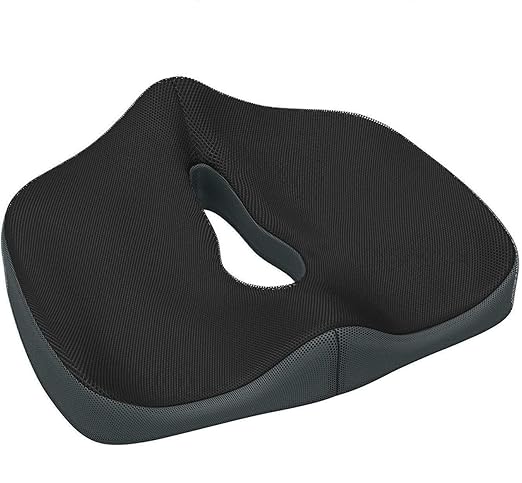 OBLIQ Orthopaedic Coccyx Pillow Tailbone Seat Cushion with Non-Slip High Density Memory Foam to Relieve Sciatica, Back Pain Relief for Chair, Wheel Chair, Car