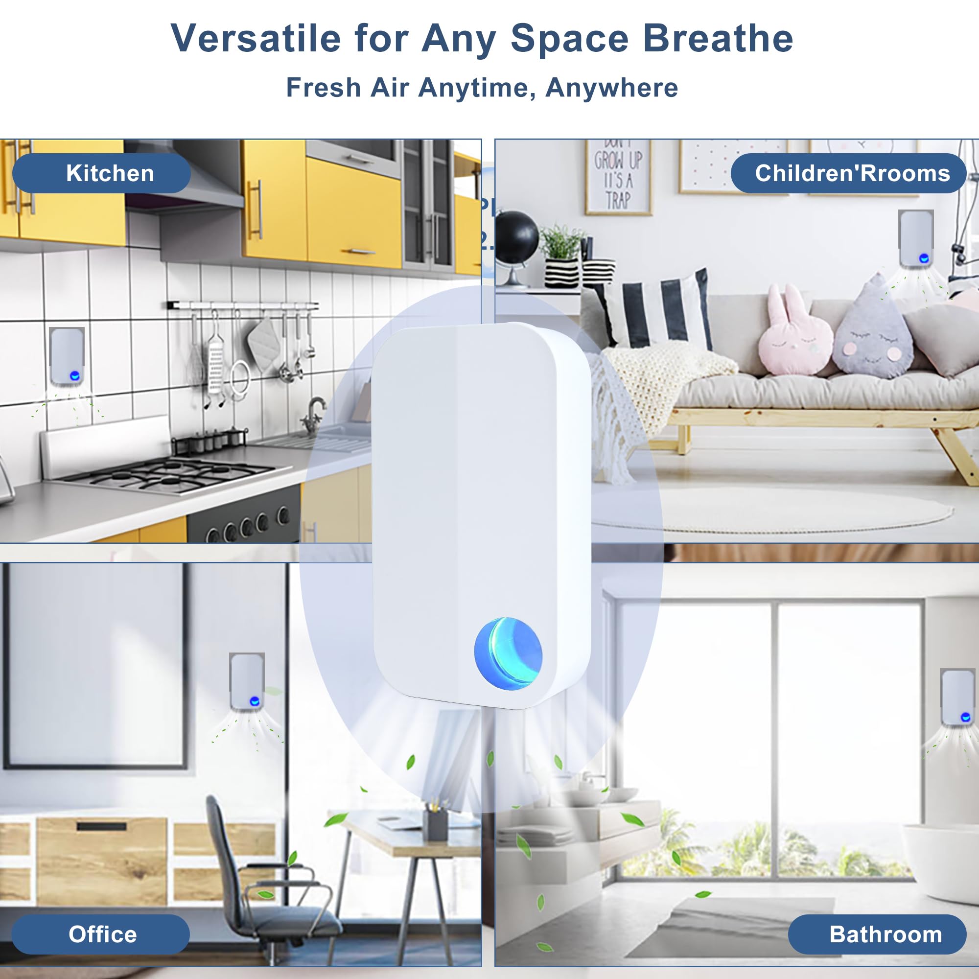 Air Ionizers for Home Plug In with 4 negative Ion Brush Heads,Ultra-Quiet Ionizer Air Purifier for Home,Portable Negative Ion Air Purifier for Bedroom Office Kitchen Bathroom and Pet(2)