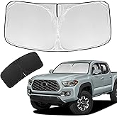 for Toyota Tacoma 2016-2024 2025 2026 Sun Shade Sunshade Windshield Cover | 4 Layers Front Window Shade Custom Fit Tacoma 2Dr 4Dr Pickup Sun Visor 240T Shade Blocks UV Rays Car Accessories